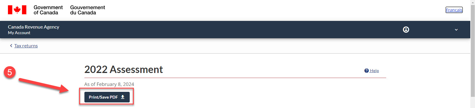 Download a copy of your CRA Proof of Income Statement.