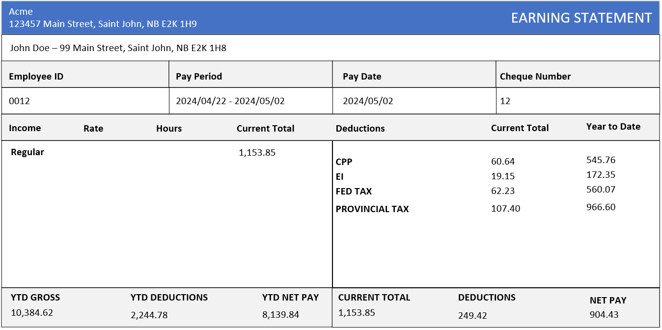 Employer Pay Stubs